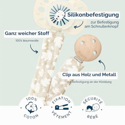 Biolane clip in cotone per ciuccio con ciondolo
