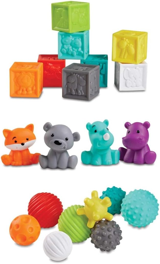 INFANTINO Senso Balls, Blocks & Buddies giocattoli in silicone 20 pezzi