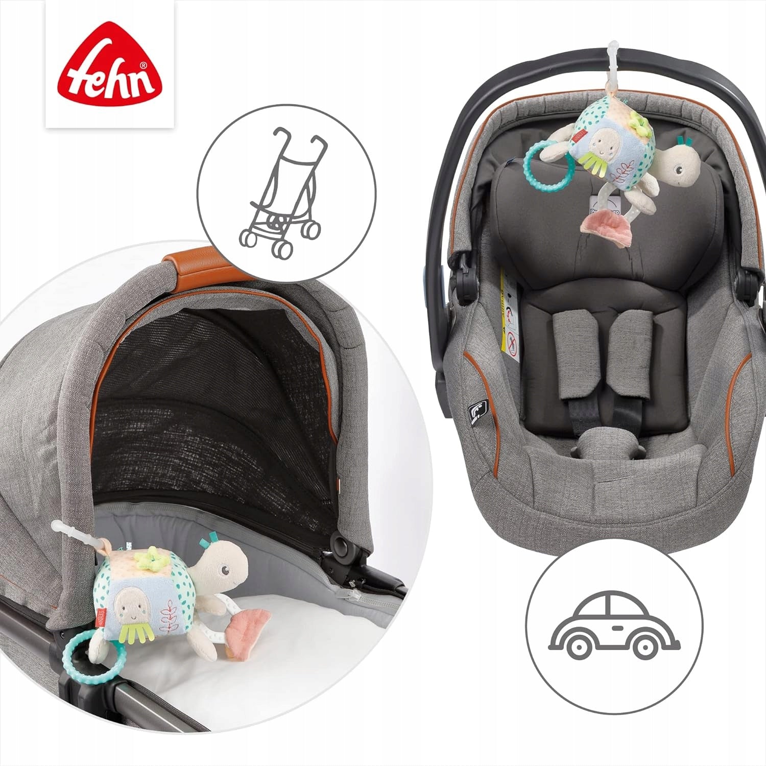 FEHN zawieszka z grzechotką ŻÓŁW 18X17 cm – zdjęcie produktu 5