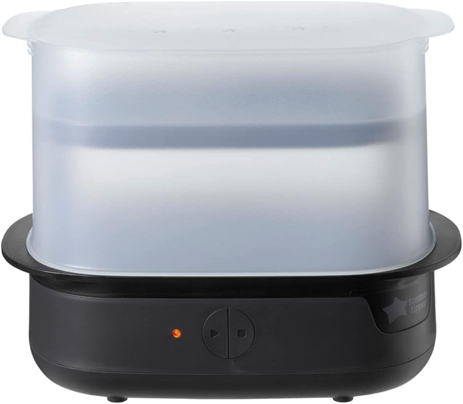 TOMMEE TIPPEE elektryczny sterylizator parowy do butelek niemowlęcych, 6 butelek, czarny