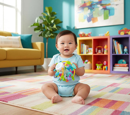 PLAYGRO Play and Learn Ball gryzak chwytak z grzechotką i lusterkiem 14 cm – zdjęcie produktu 2