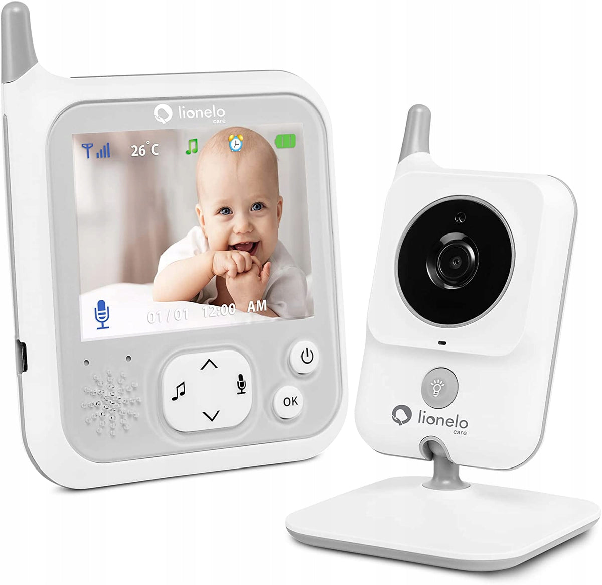 LIONELO Babyline 7.1digital electronic nanny 3.2"colour white and greymains-powered cameramains/battery power