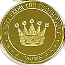 BRADOC Gouden metalen tandenfee munt voor onder het kussen 4 cm KROON