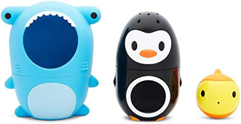 MUNCHKIN Sharky & Pals giocattolo da bagno 3 in 1 pesce, pinguino, squalo