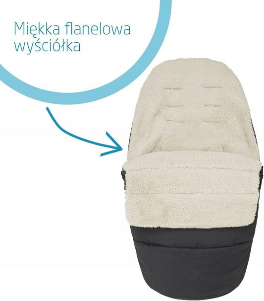 MAXI-COSI uniwersalny śpiworek do wózków, czarny, miękka flanelowa wyściółka dla ciepła i komfortu
