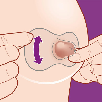 AVENT nakładki osłonki na sutki roz.M 21mm, ilustracja użycia osłonki na sutek