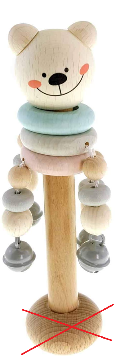HESS houten rammelaar met belletjes 18 cm BEER