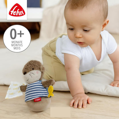 FEHN Stehaufspielzeug OTTER, kippsicheres Spielzeug mit Rassel, 15 cm – Produktfoto 4
