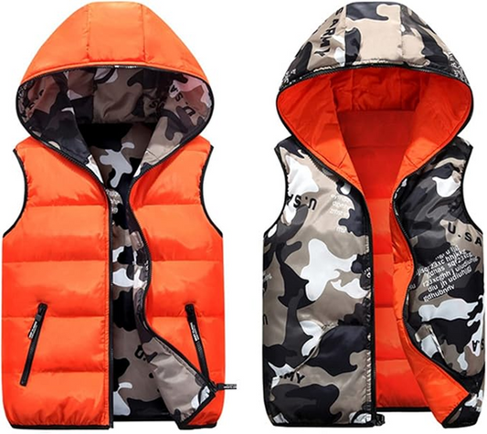 JIAMY gilet trapuntato con cappuccio reversibile 100-110