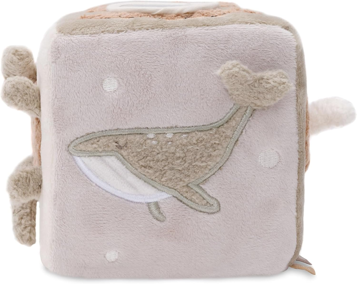JOLLEIN Cubo Attività peluche, cubo sospeso con sonaglio e specchietto 11x11 cm
