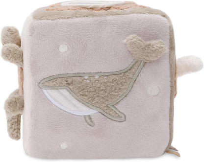 JOLLEIN Cubo Attività peluche, cubo sospeso con sonaglio e specchietto 11x11 cm