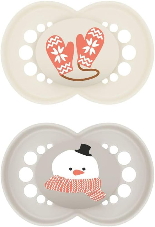 MAM Original Winter 16m+ – dwa smoczki z motywami rękawiczek i bałwana